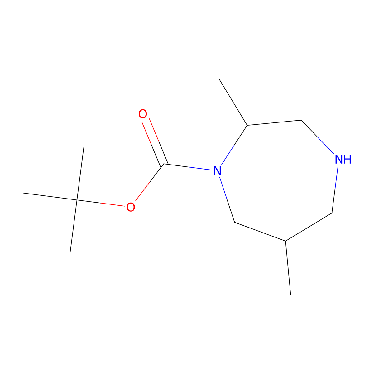 Tert-butyl 2,6-dimethyl-1,4-diazepane-1-carboxylate molecular structure, CAS 2243505-38-4