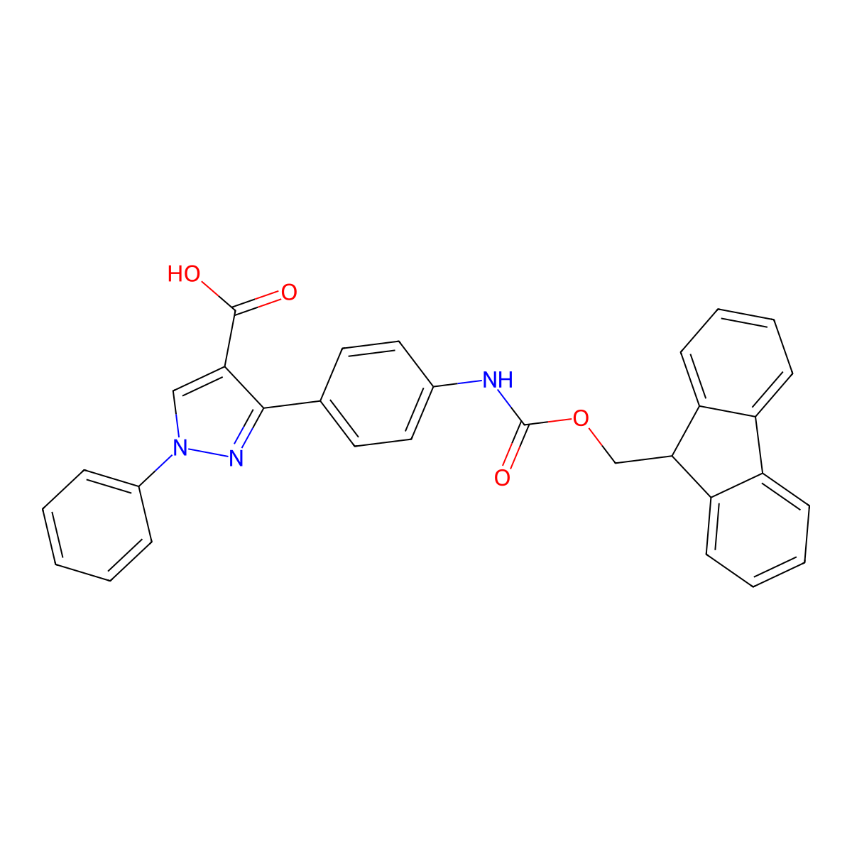 3-[4-({[(9H-fluoren-9-yl)methoxy]carbonyl}amino)phenyl]-1-phenyl-1H-pyrazole-4-carboxylic acid molecular structure, CAS 2243505-45-3