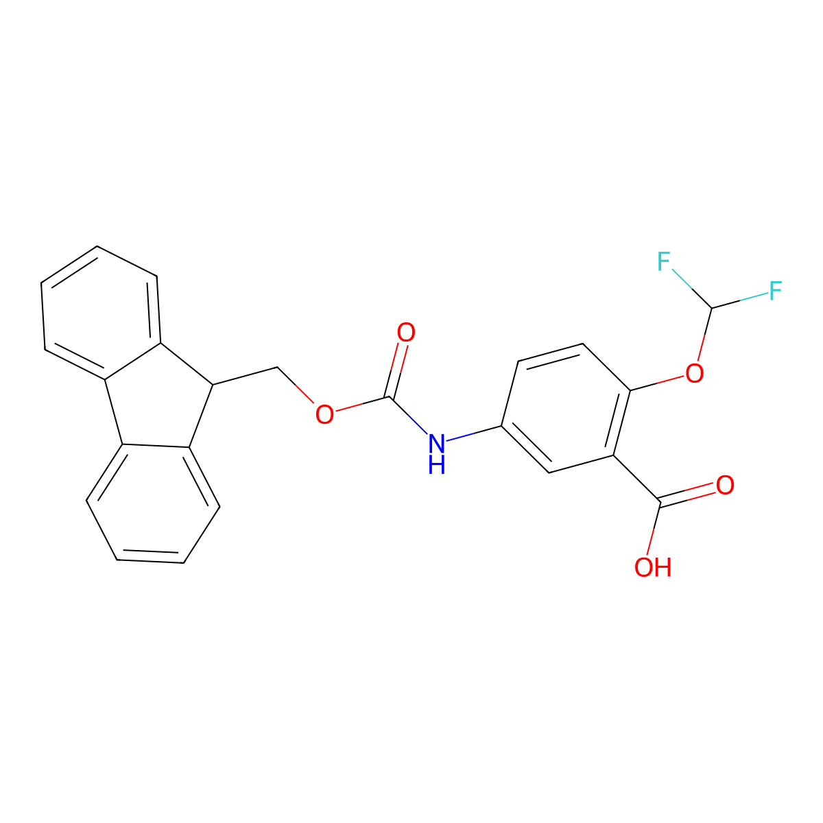 2-(difluoromethoxy)-5-({[(9H-fluoren-9-yl)methoxy]carbonyl}amino)benzoic acid molecular structure, CAS 2243505-50-0