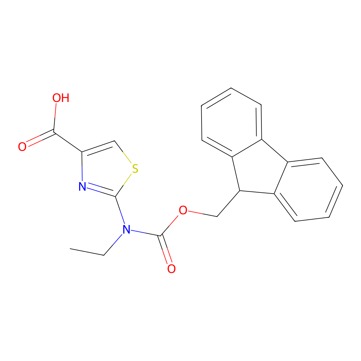 2-[ethyl({[(9H-fluoren-9-yl)methoxy]carbonyl})amino]-1,3-thiazole-4-carboxylic acid molecular structure, CAS 2243505-54-4