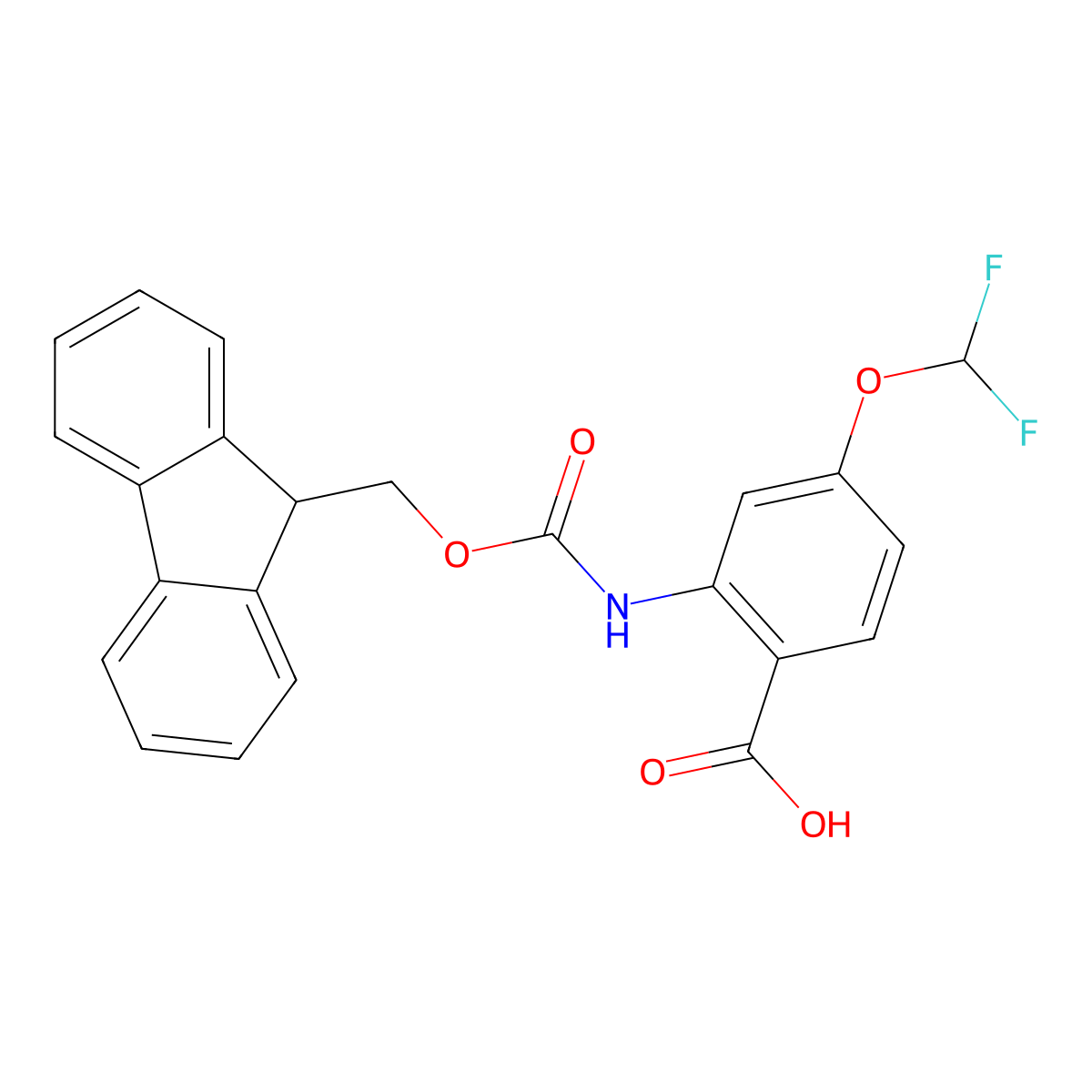 4-(difluoromethoxy)-2-({[(9H-fluoren-9-yl)methoxy]carbonyl}amino)benzoic acid molecular structure, CAS 2243505-55-5