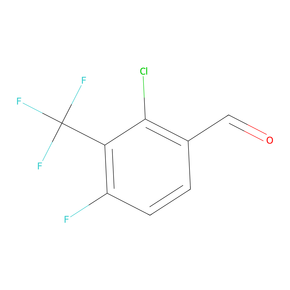 2-Chloro-4-fluoro-3-(trifluoromethyl)benzaldehyde molecular structure, CAS 2243505-62-4