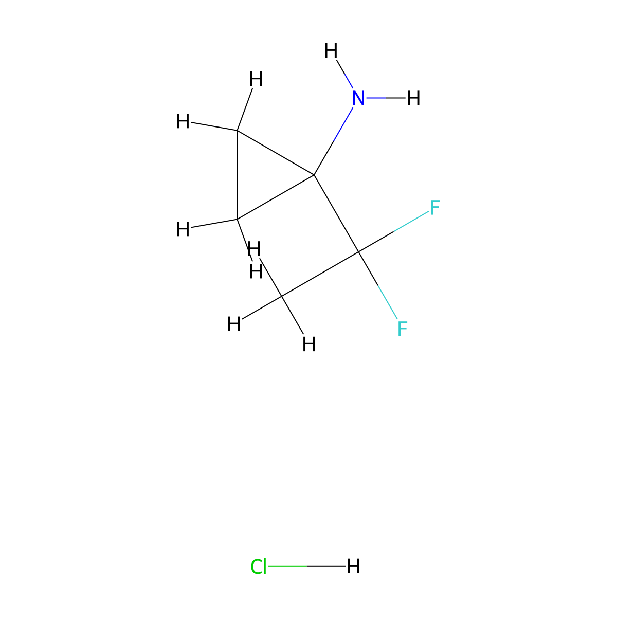 1-(1,1-Difluoroethyl)cyclopropan-1-amine hydrochloride molecular structure, CAS 2243505-65-7