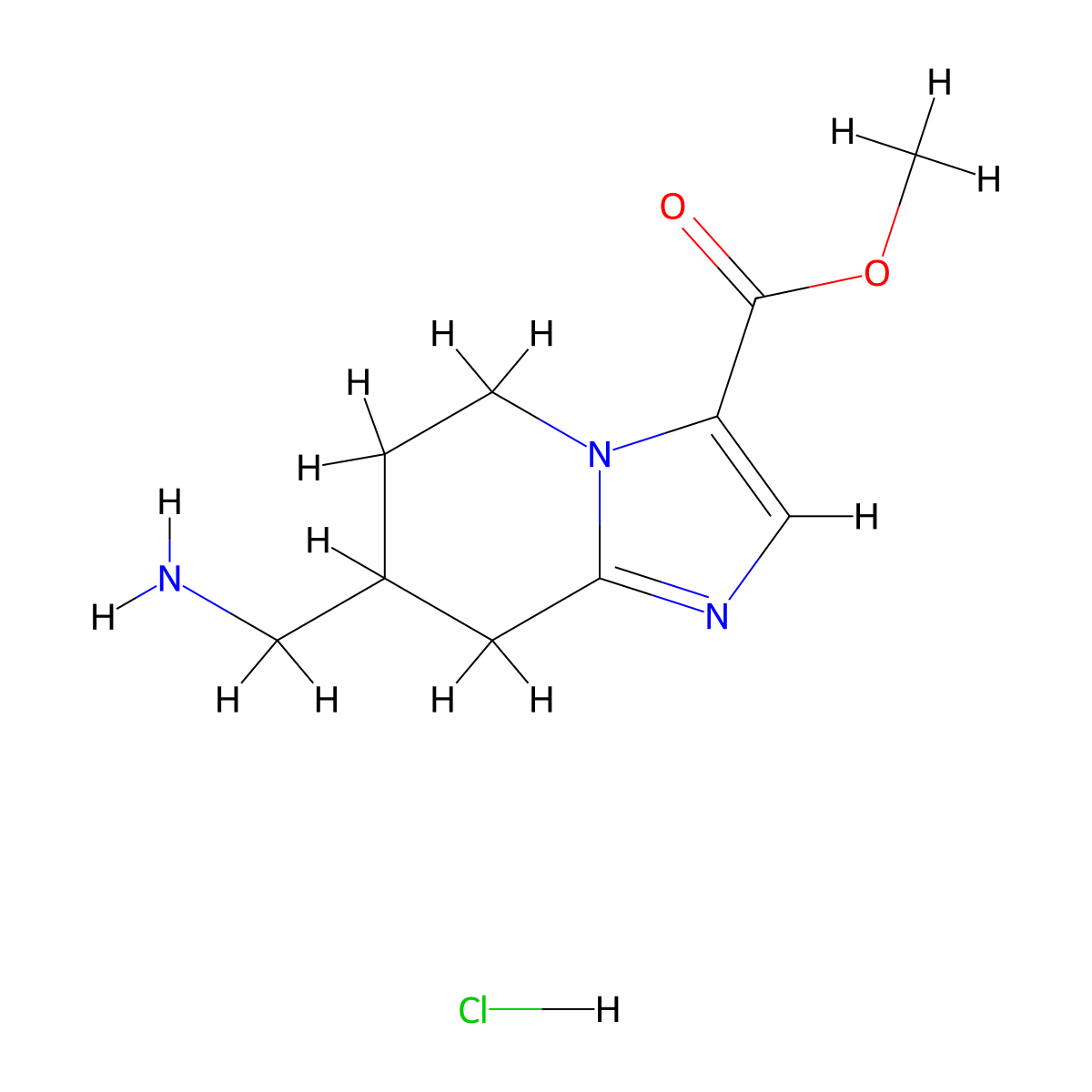 methyl 7-(aminomethyl)-5H,6H,7H,8H-imidazo(1,2-a)pyridine-3-carboxylate hydrochloride molecular structure, CAS 2243505-72-6