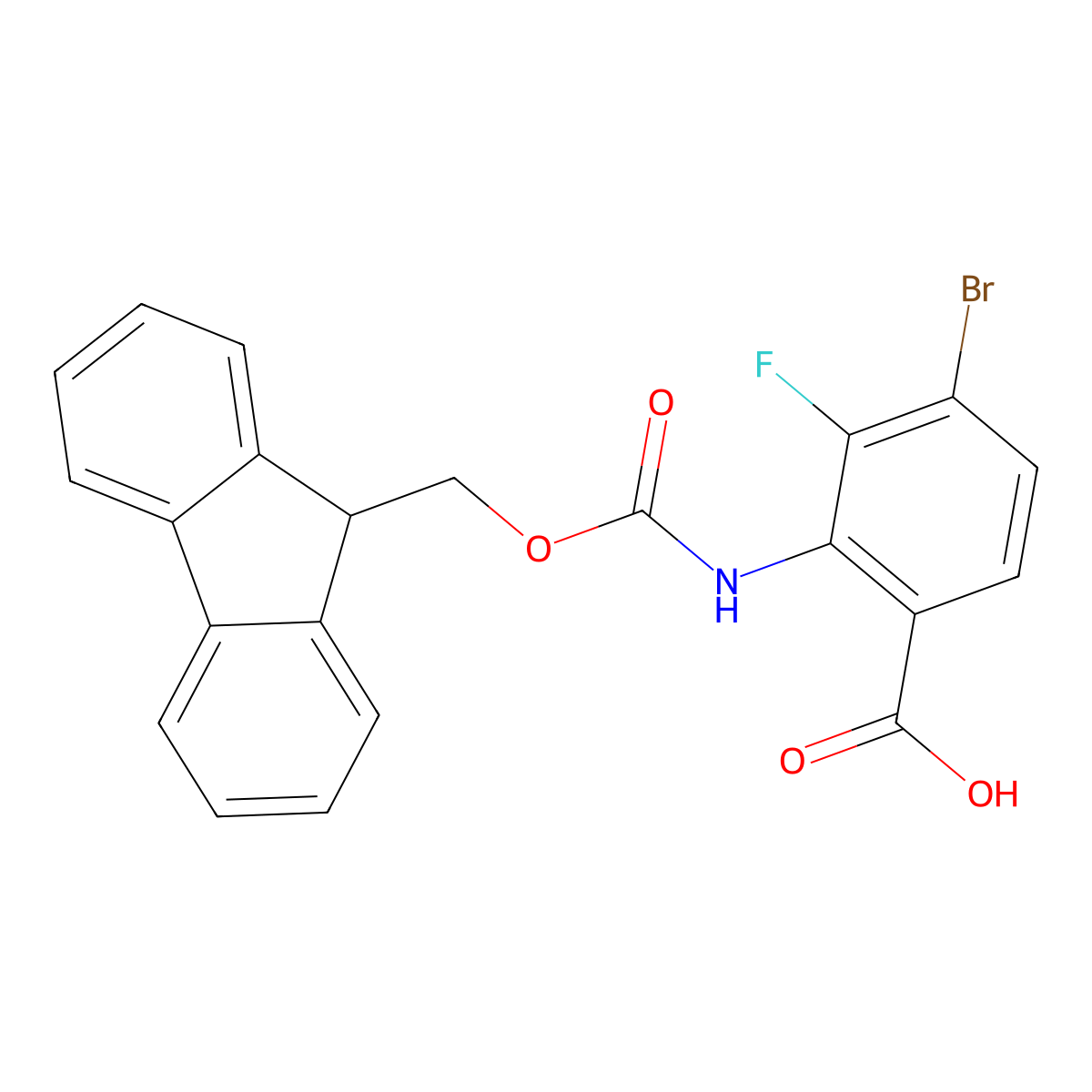 4-bromo-2-({[(9H-fluoren-9-yl)methoxy]carbonyl}amino)-3-fluorobenzoic acid molecular structure, CAS 2243505-75-9