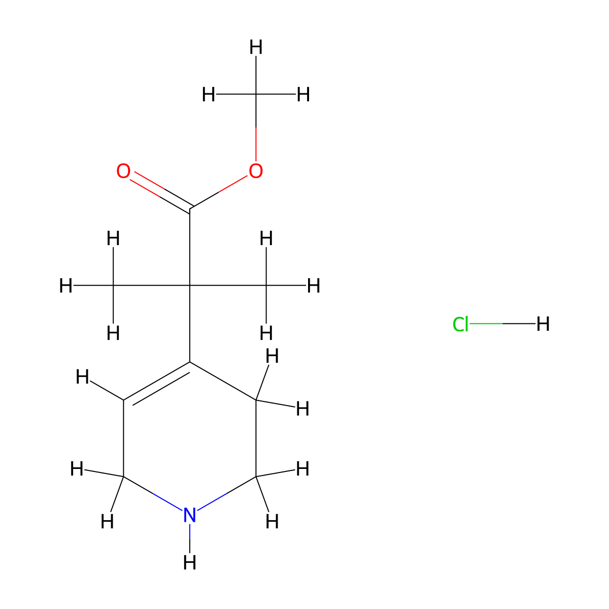 Methyl 2-methyl-2-(1,2,3,6-tetrahydropyridin-4-yl)propanoate hydrochloride molecular structure, CAS 2243505-80-6