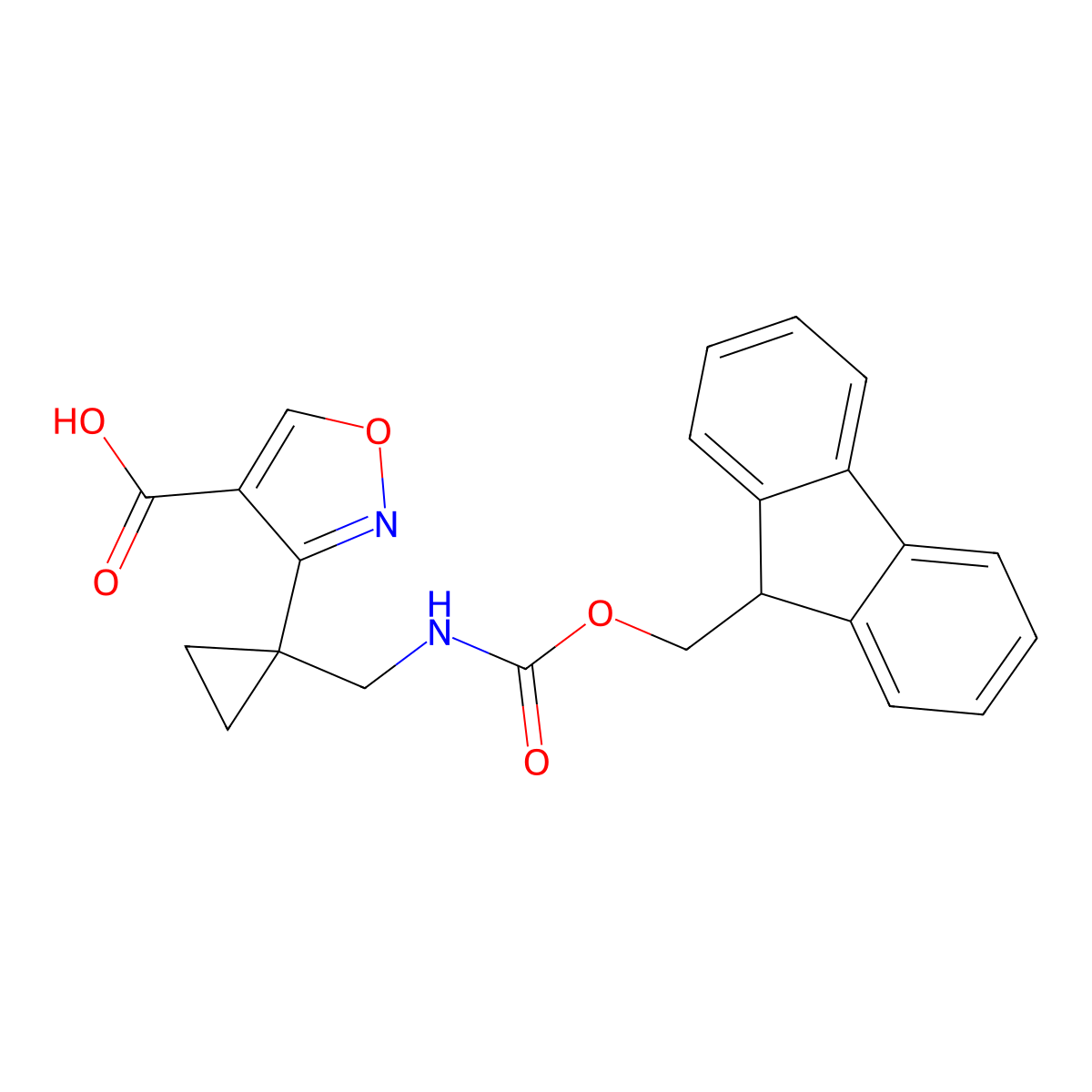 3-{1-[({[(9H-fluoren-9-yl)methoxy]carbonyl}amino)methyl]cyclopropyl}-1,2-oxazole-4-carboxylic acid molecular structure, CAS 2243505-87-3
