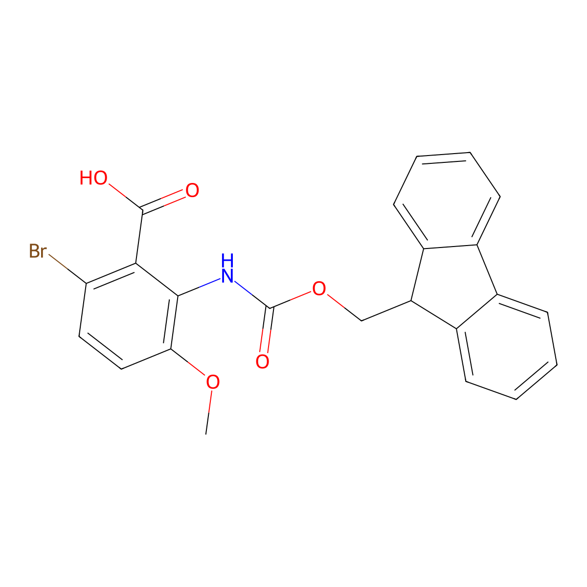 6-bromo-2-({[(9H-fluoren-9-yl)methoxy]carbonyl}amino)-3-methoxybenzoic acid molecular structure, CAS 2243505-88-4