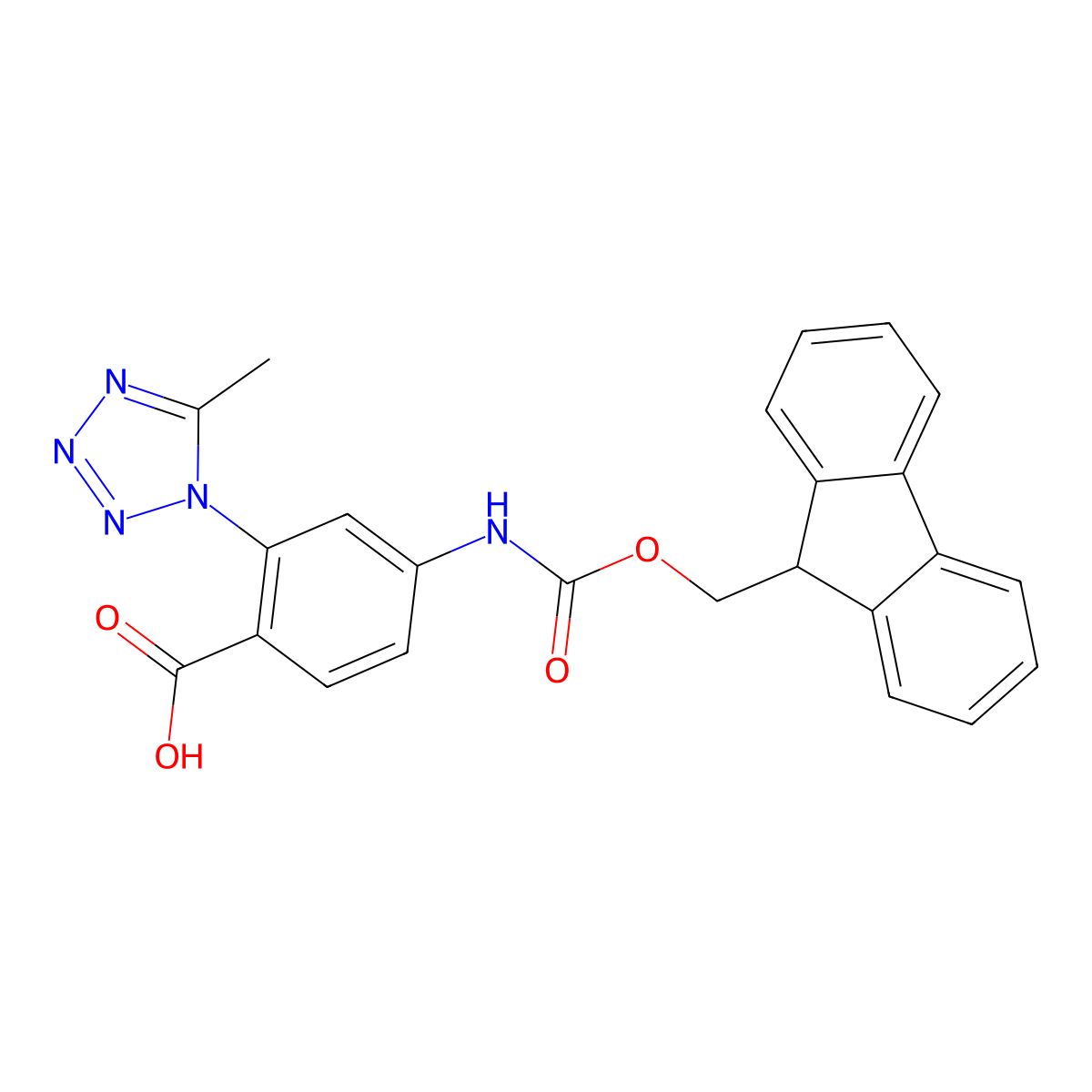 4-({[(9H-fluoren-9-yl)methoxy]carbonyl}amino)-2-(5-methyl-1H-1,2,3,4-tetrazol-1-yl)benzoic acid molecular structure, CAS 2243505-90-8