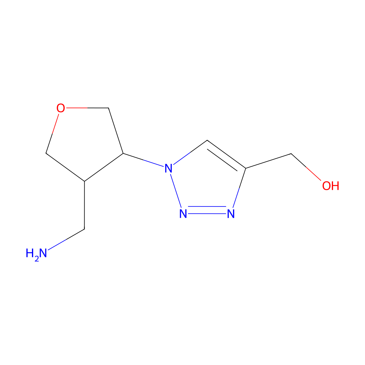 rac-{1-[(3R,4R)-4-(aminomethyl)oxolan-3-yl]-1H-1,2,3-triazol-4-yl}methanol molecular structure, CAS 2243505-96-4