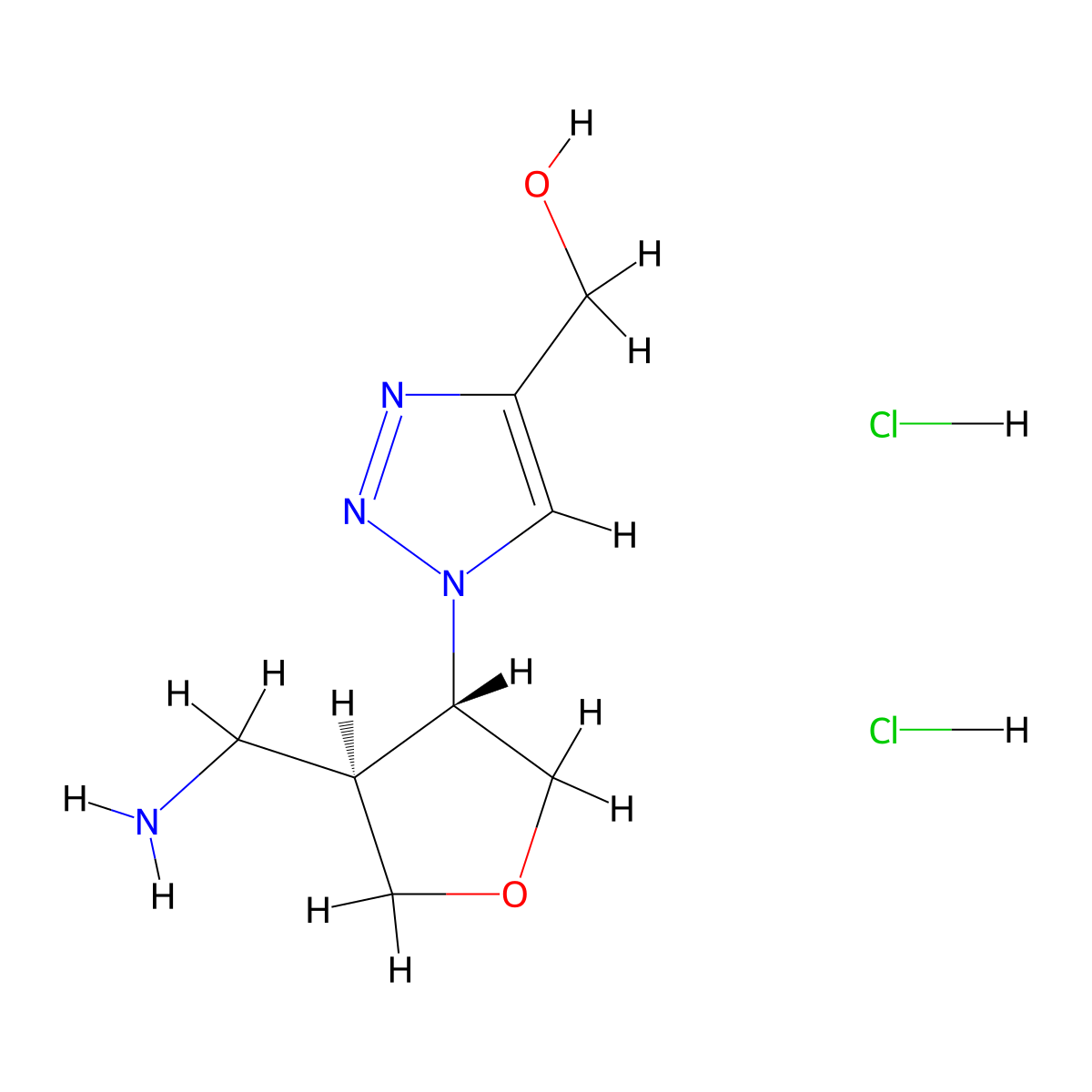 rac-{1-[(3R,4R)-4-(aminomethyl)oxolan-3-yl]-1H-1,2,3-triazol-4-yl}methanol dihydrochloride molecular structure, CAS 2243505-97-5