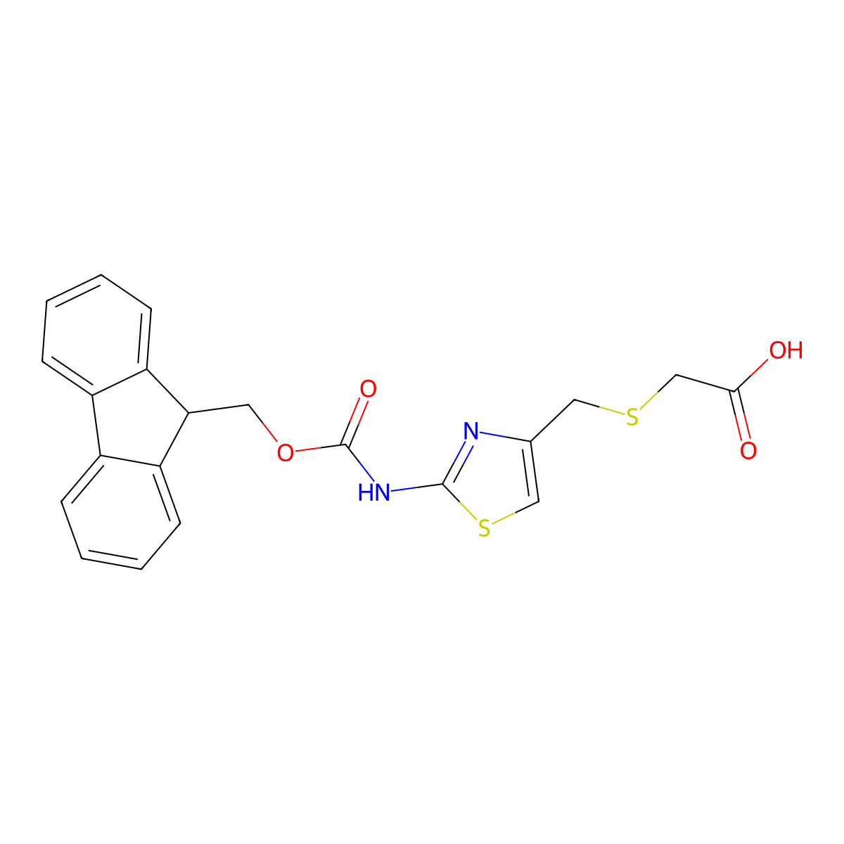 2-({[2-({[(9H-fluoren-9-yl)methoxy]carbonyl}amino)-1,3-thiazol-4-yl]methyl}sulfanyl)acetic acid molecular structure, CAS 2243506-02-5