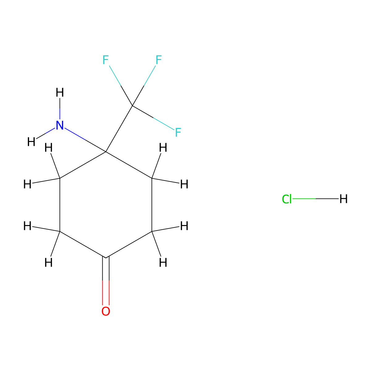 4-Amino-4-(trifluoromethyl)cyclohexan-1-one hydrochloride molecular structure, CAS 2243506-10-5