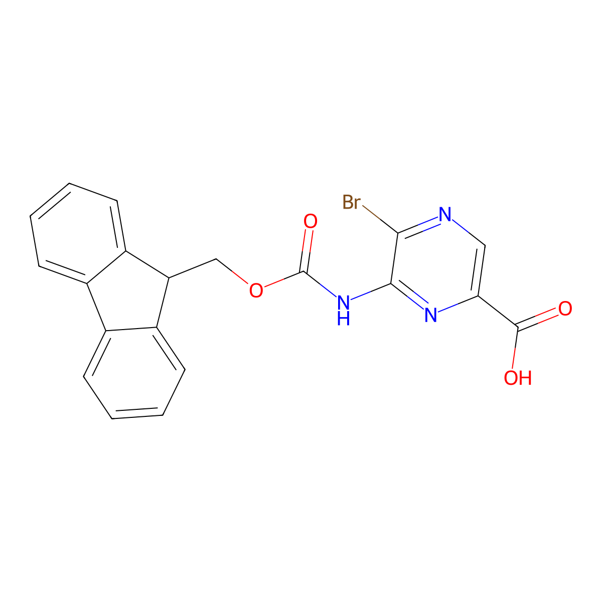 5-bromo-6-({[(9H-fluoren-9-yl)methoxy]carbonyl}amino)pyrazine-2-carboxylic acid molecular structure, CAS 2243506-14-9