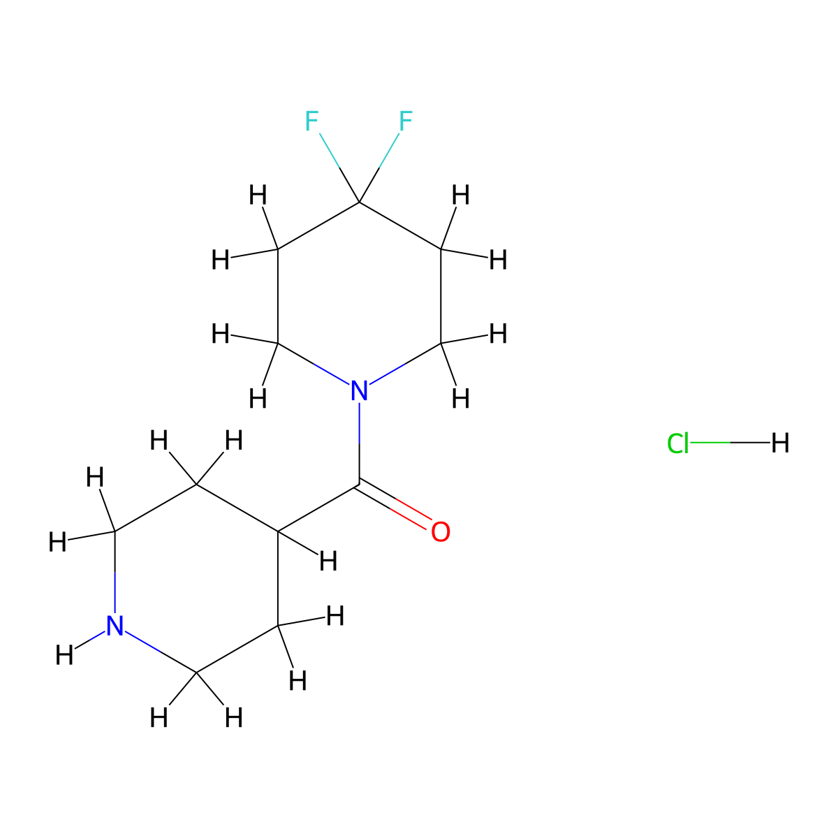 4,4-Difluoro-1-(piperidine-4-carbonyl)piperidine hydrochloride molecular structure, CAS 2243506-17-2