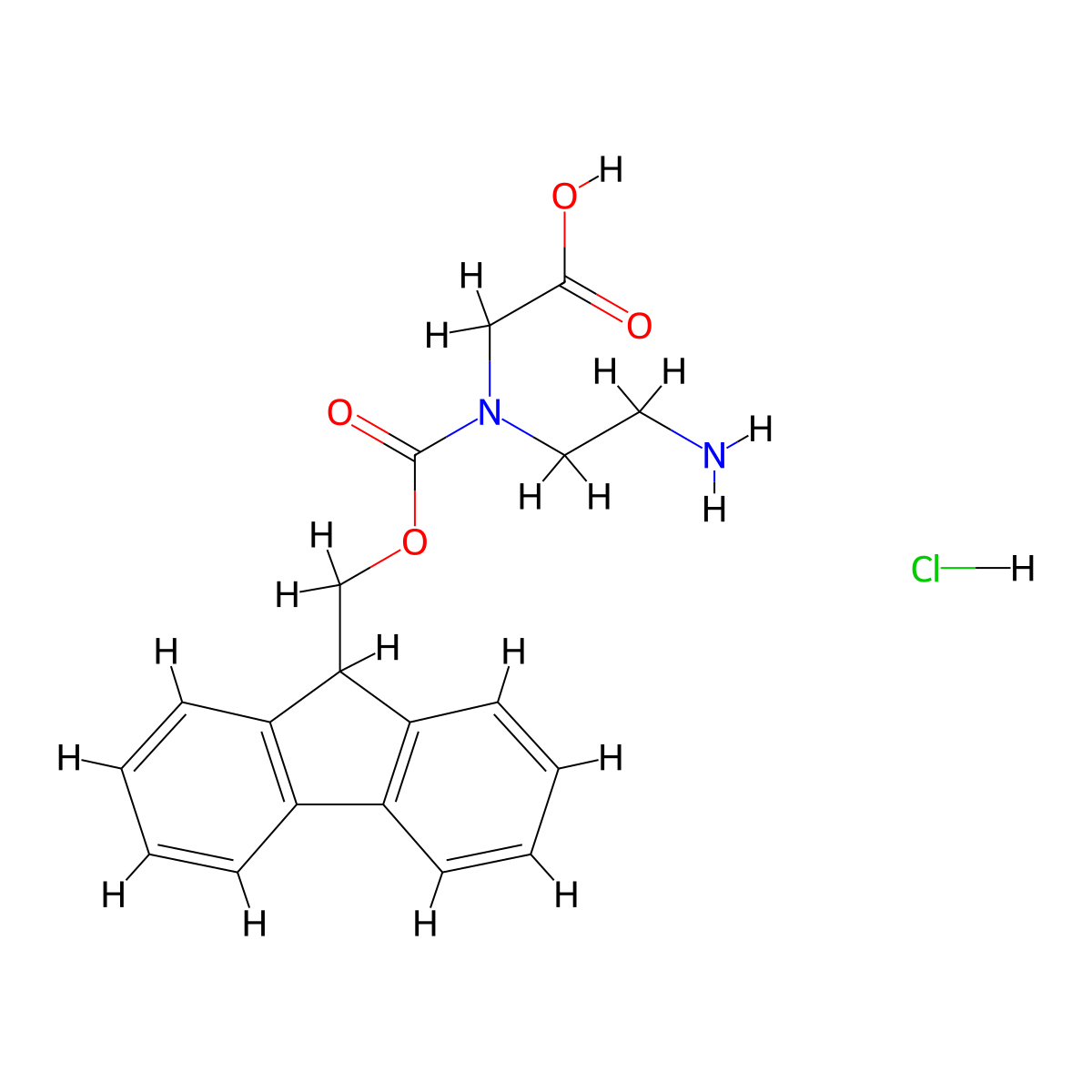 N-(2-aminoethyl)-N-(9-fluorenylmethoxycarbonyl)aminoacetic acid hydrochloride molecular structure, CAS 2243506-19-4