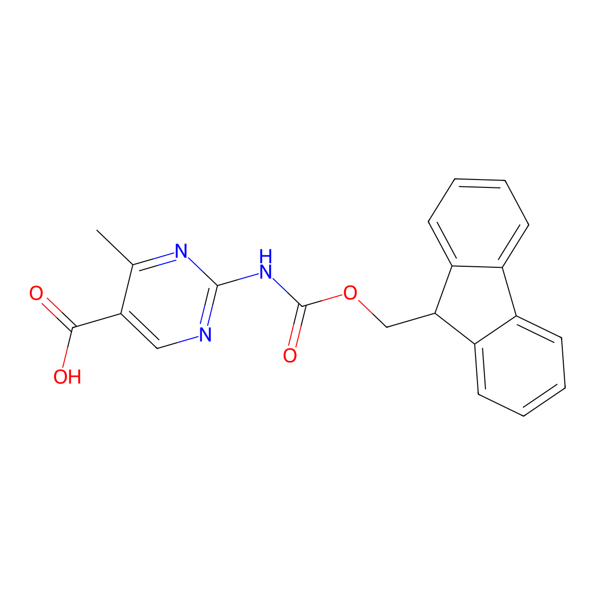 2-({[(9H-fluoren-9-yl)methoxy]carbonyl}amino)-4-methylpyrimidine-5-carboxylic acid molecular structure, CAS 2243506-31-0