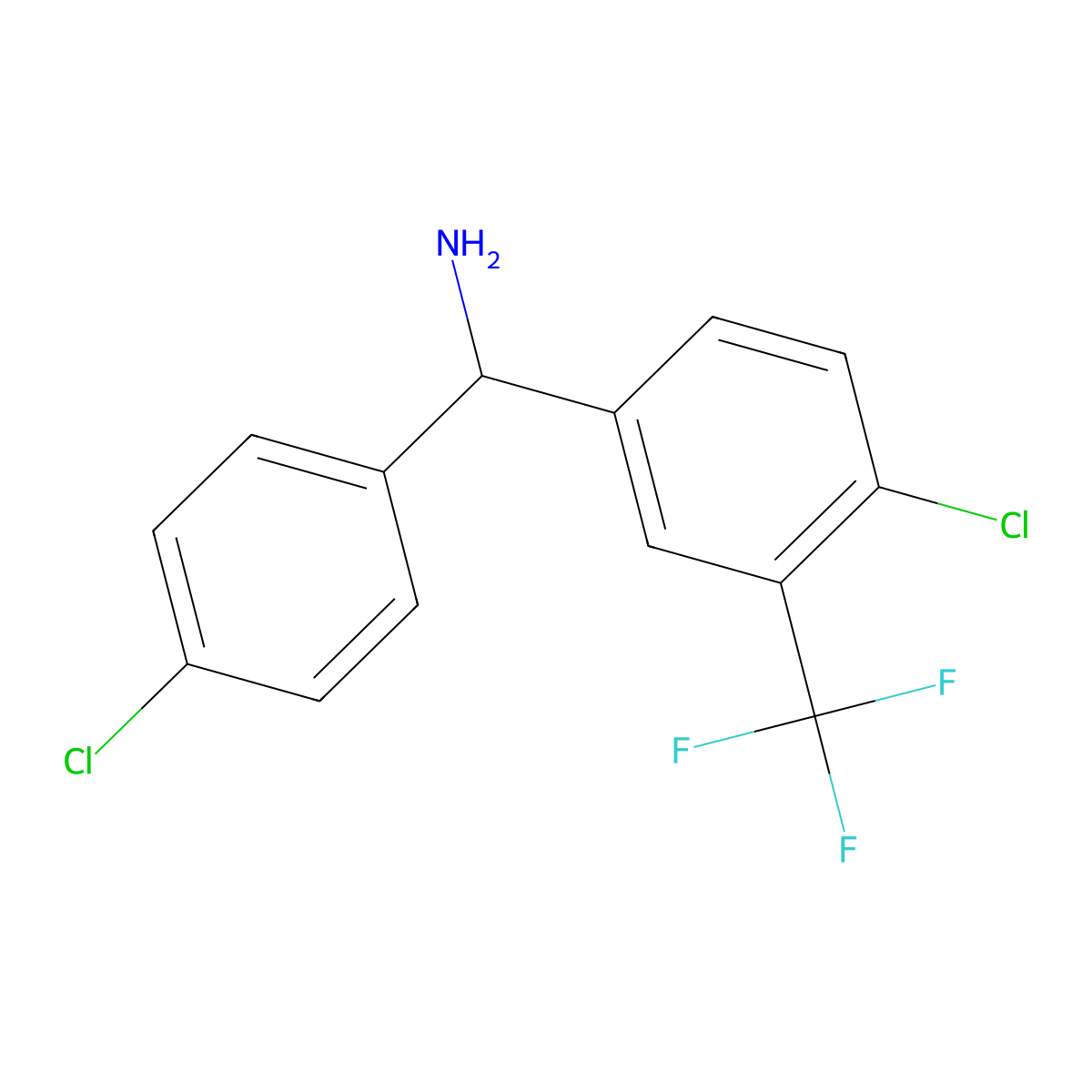 1-[4-Chloro-3-(trifluoromethyl)phenyl]-1-(4-chlorophenyl)methanamine molecular structure, CAS 2243506-34-3