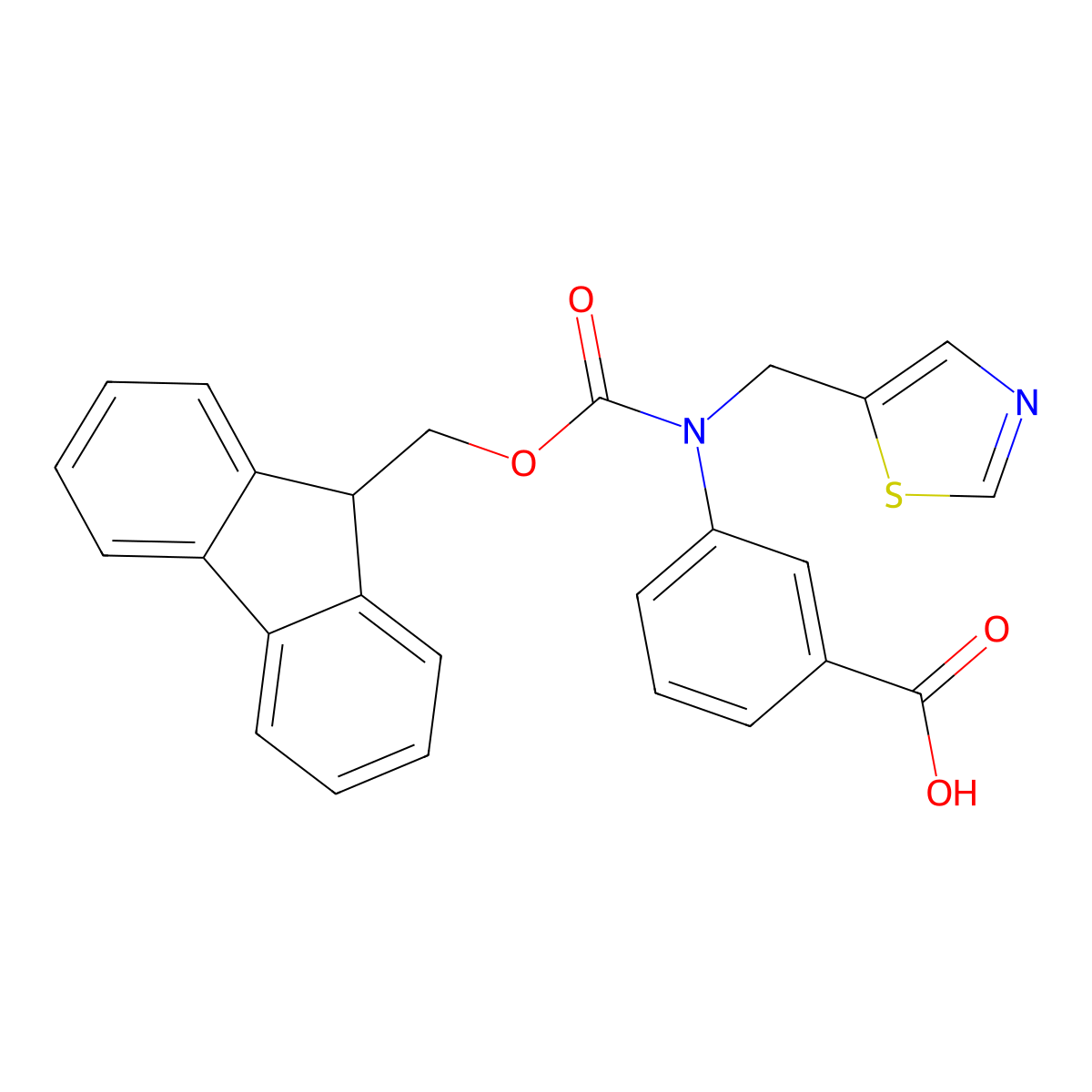 3-({[(9H-fluoren-9-yl)methoxy]carbonyl}[(1,3-thiazol-5-yl)methyl]amino)benzoic acid molecular structure, CAS 2243506-38-7