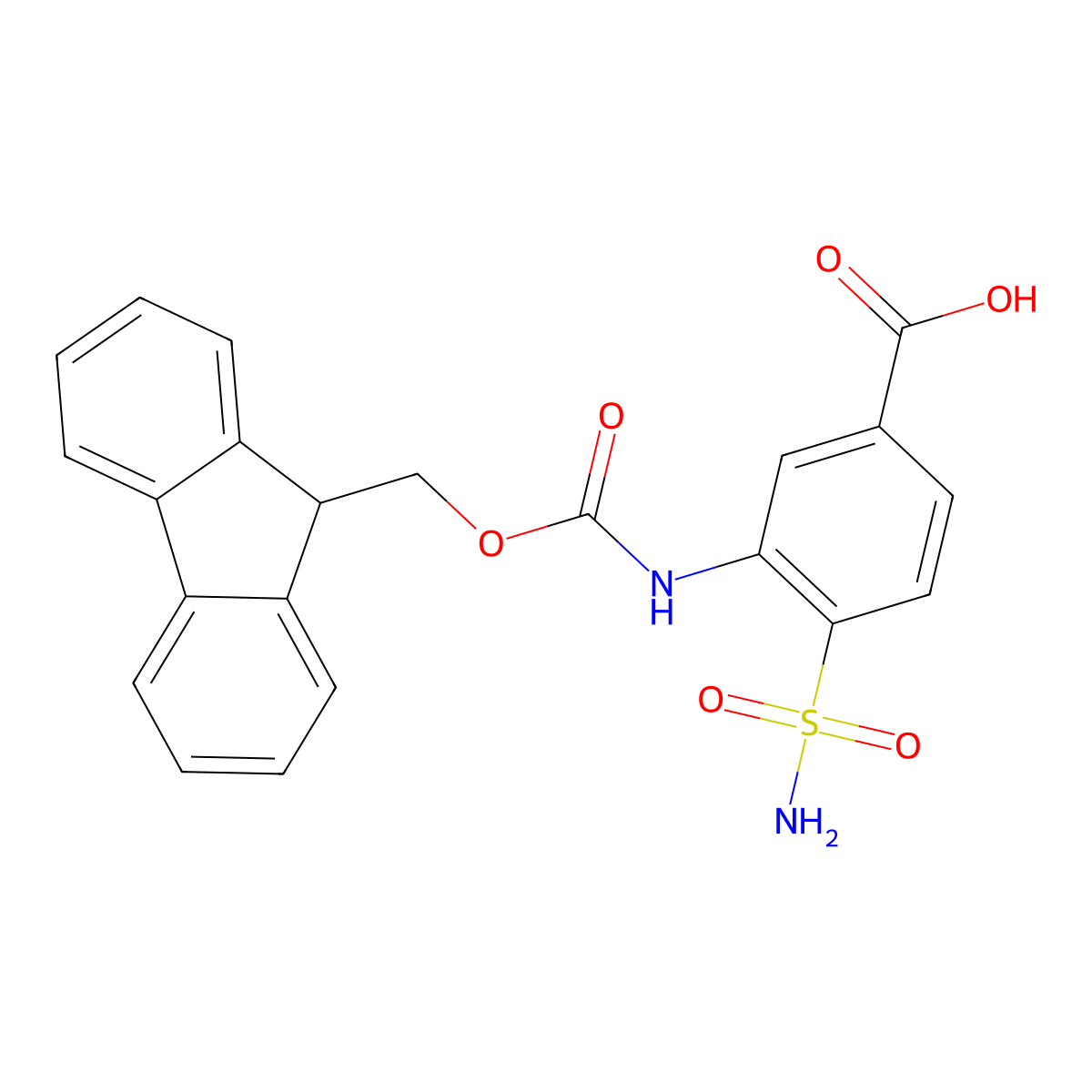 3-({[(9H-fluoren-9-yl)methoxy]carbonyl}amino)-4-sulfamoylbenzoic acid molecular structure, CAS 2243506-46-7