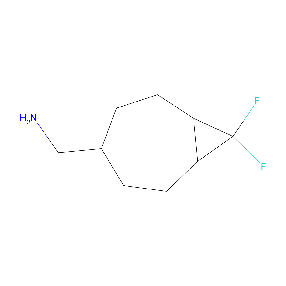 1-{8,8-Difluorobicyclo[5.1.0]octan-4-yl}methanamine molecular structure, CAS 2243506-59-2