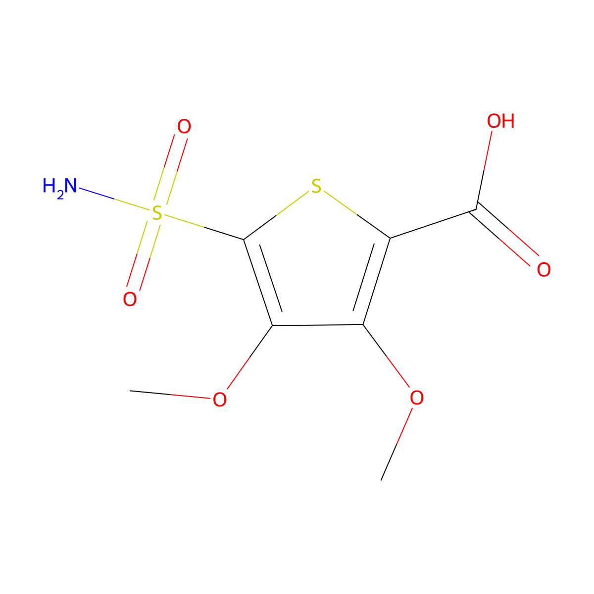 3,4-Dimethoxy-5-sulfamoylthiophene-2-carboxylic acid molecular structure, CAS 2243506-86-5