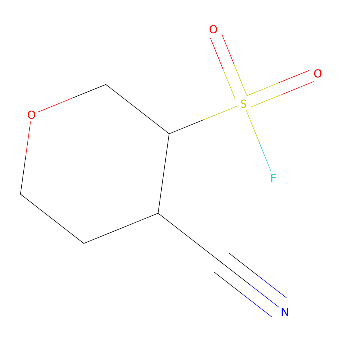 rac-(3R,4S)-4-cyanooxane-3-sulfonyl fluoride molecular structure, CAS 2243506-90-1