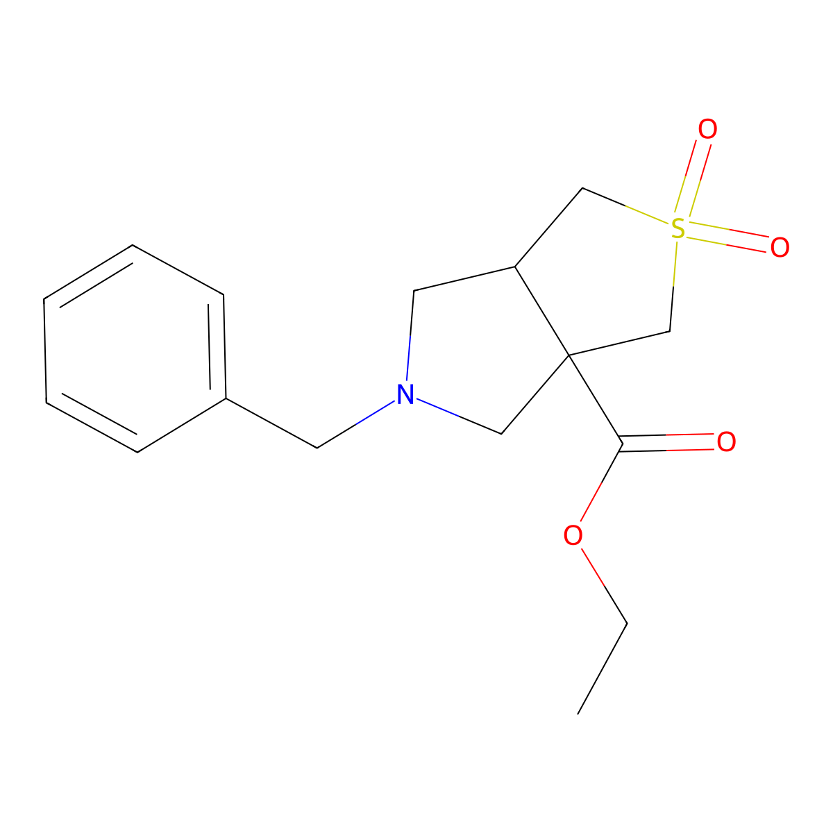 ethyl 5-benzyl-2,2-dioxo-hexahydro-1H-2lambda6-thieno[3,4-c]pyrrole-3a-carboxylate molecular structure, CAS 2243507-03-9