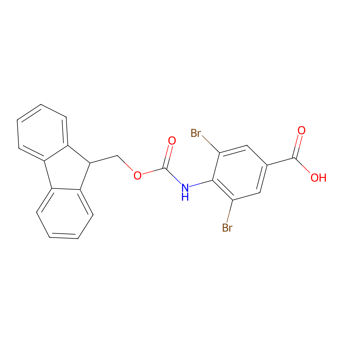 3,5-dibromo-4-({[(9H-fluoren-9-yl)methoxy]carbonyl}amino)benzoic acid molecular structure, CAS 2243507-04-0