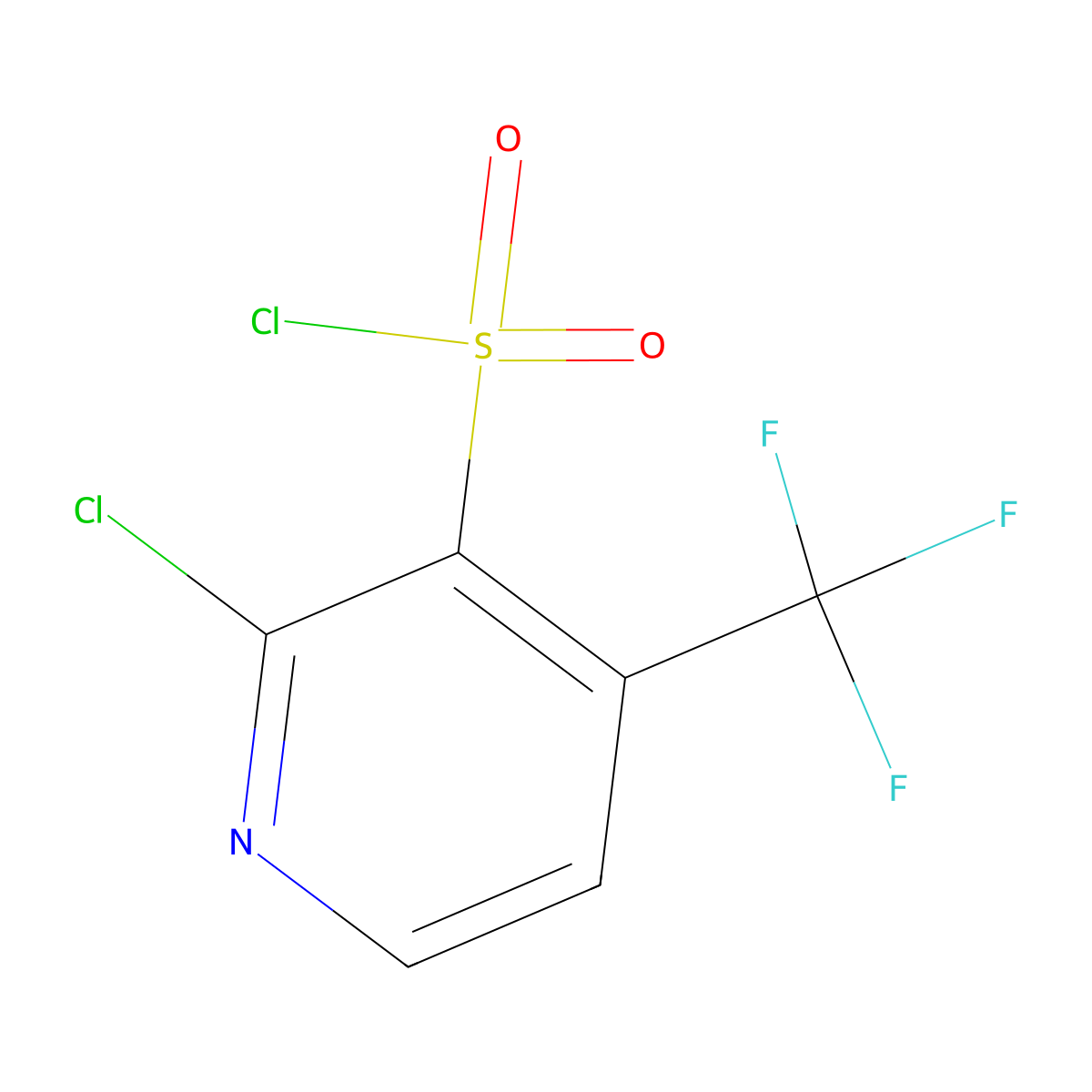 2-Chloro-4-(trifluoromethyl)pyridine-3-sulfonyl chloride molecular structure, CAS 2243507-05-1