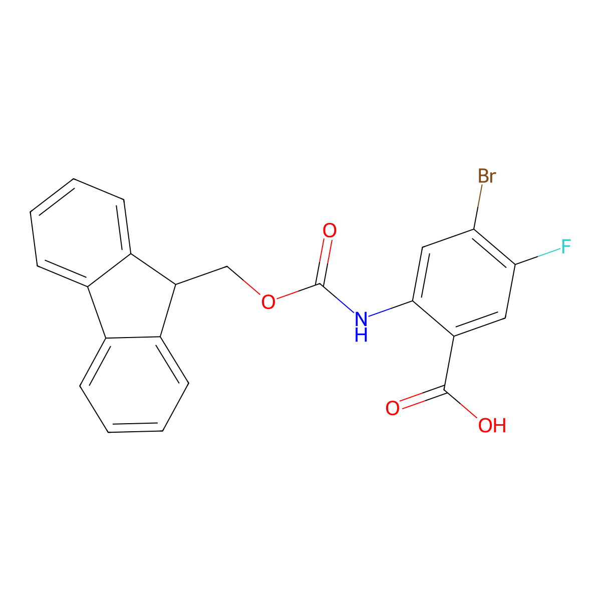 4-bromo-2-({[(9H-fluoren-9-yl)methoxy]carbonyl}amino)-5-fluorobenzoic acid molecular structure, CAS 2243507-07-3