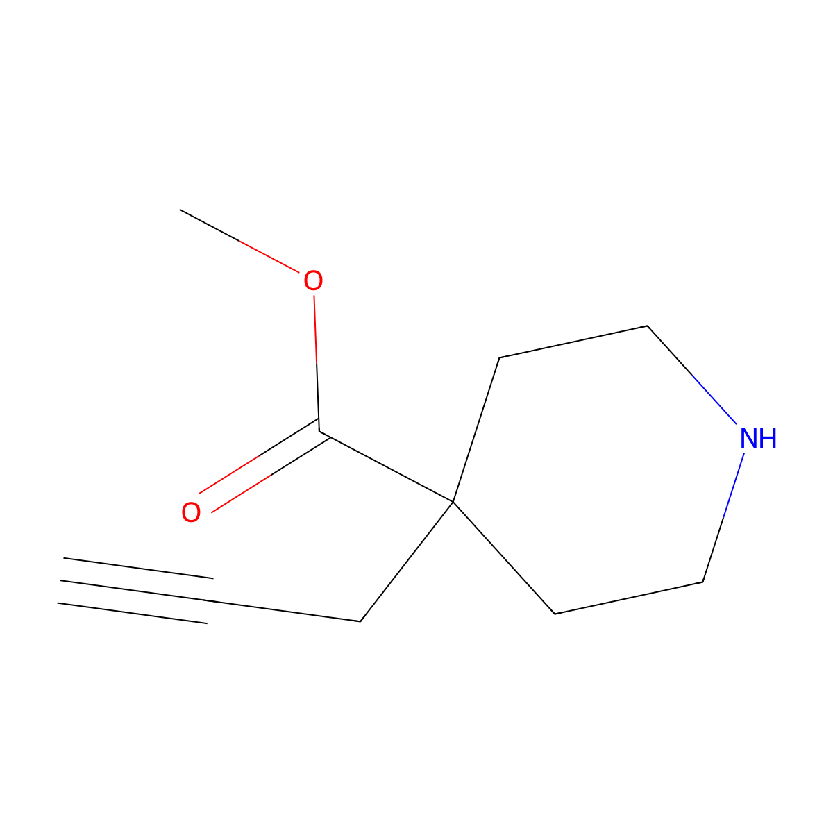 Methyl 4-(prop-2-yn-1-yl)piperidine-4-carboxylate molecular structure, CAS 2243507-11-9