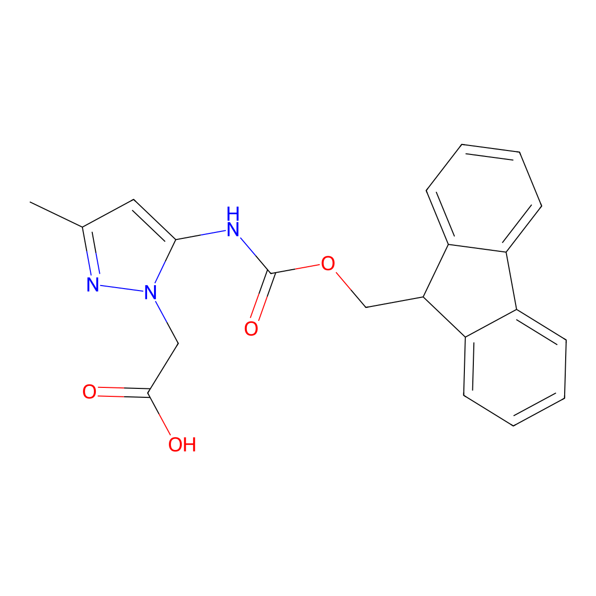 2-[5-({[(9H-fluoren-9-yl)methoxy]carbonyl}amino)-3-methyl-1H-pyrazol-1-yl]acetic acid molecular structure, CAS 2243507-22-2