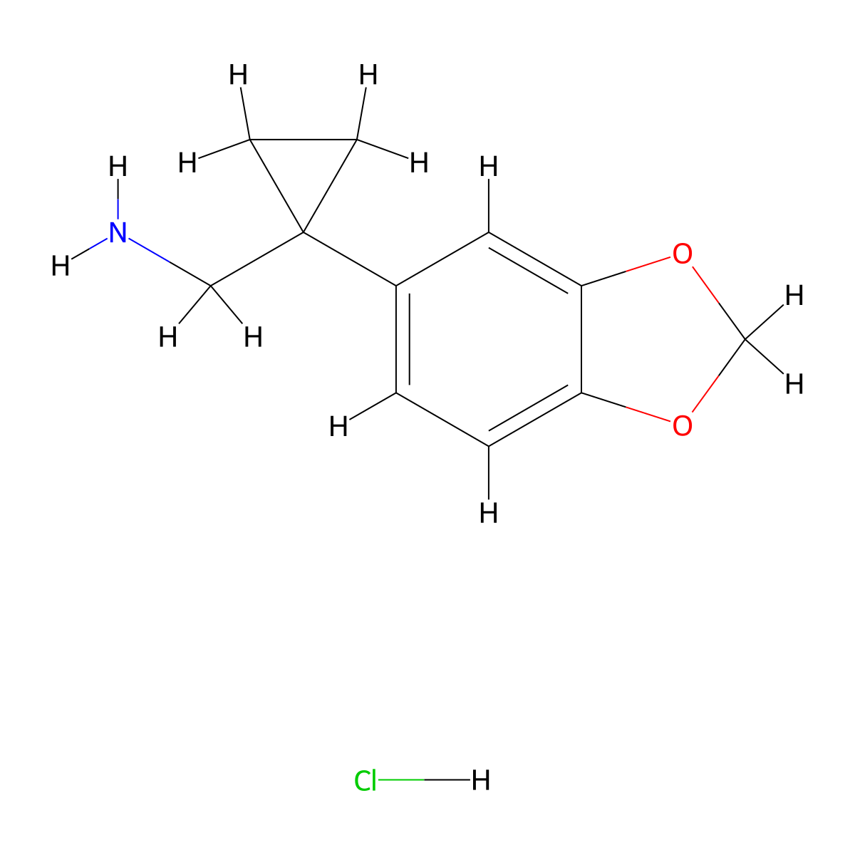 [1-(1,3-Dioxaindan-5-yl)cyclopropyl]methanamine hydrochloride molecular structure, CAS 2243507-32-4
