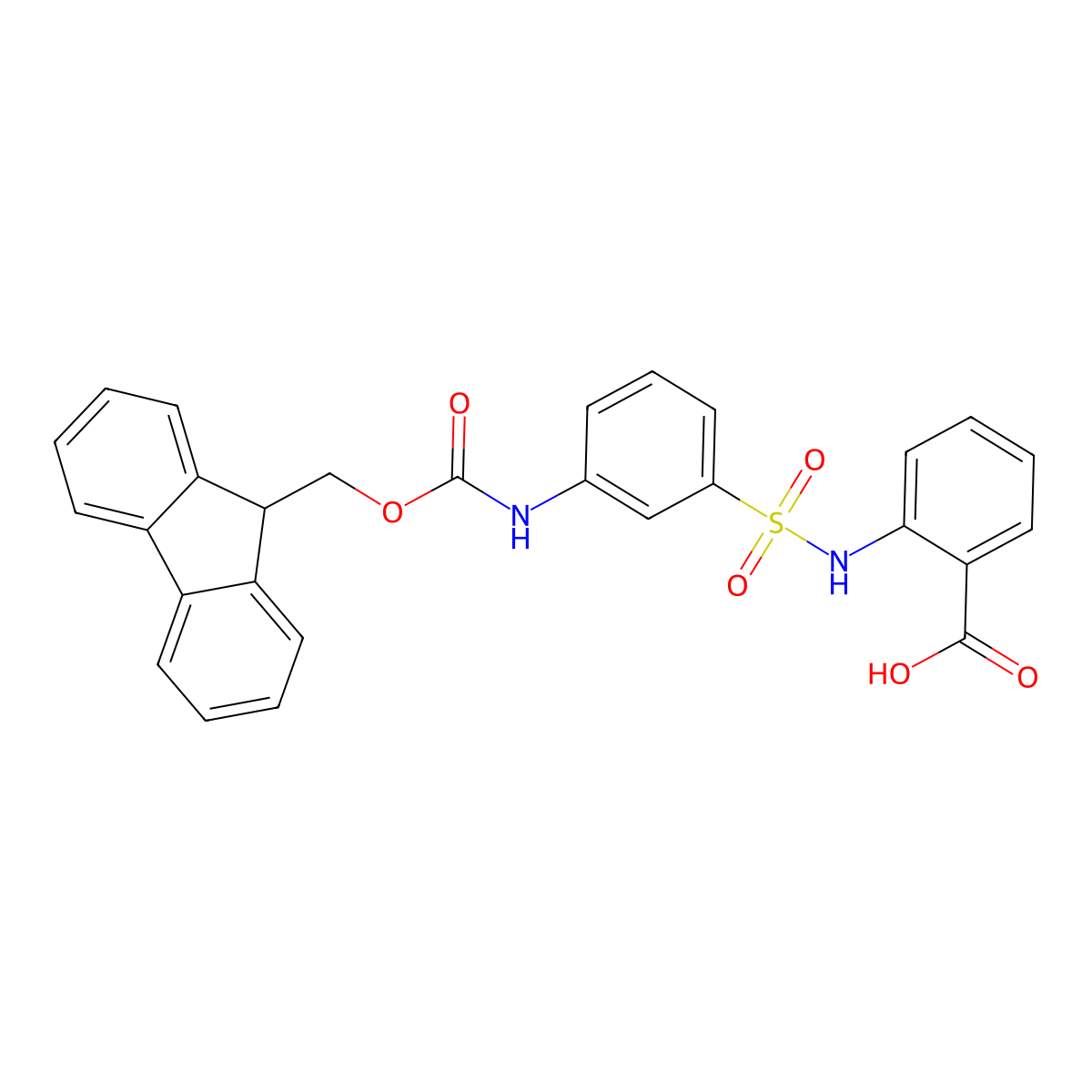 2-[3-({[(9H-fluoren-9-yl)methoxy]carbonyl}amino)benzenesulfonamido]benzoic acid molecular structure, CAS 2243507-36-8