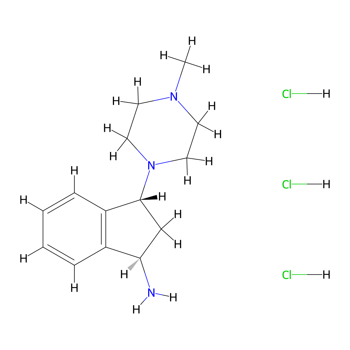(1R,3R)-3-(4-Methylpiperazin-1-yl)-2,3-dihydro-1H-inden-1-amine;trihydrochloride molecular structure, CAS 2243507-41-5