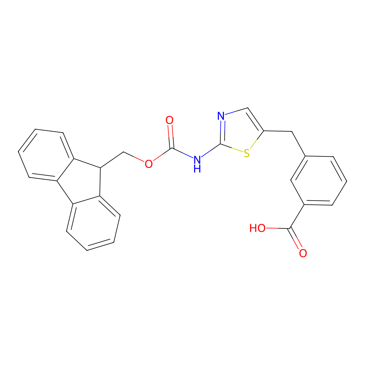 3-{[2-({[(9H-fluoren-9-yl)methoxy]carbonyl}amino)-1,3-thiazol-5-yl]methyl}benzoic acid molecular structure, CAS 2243507-42-6