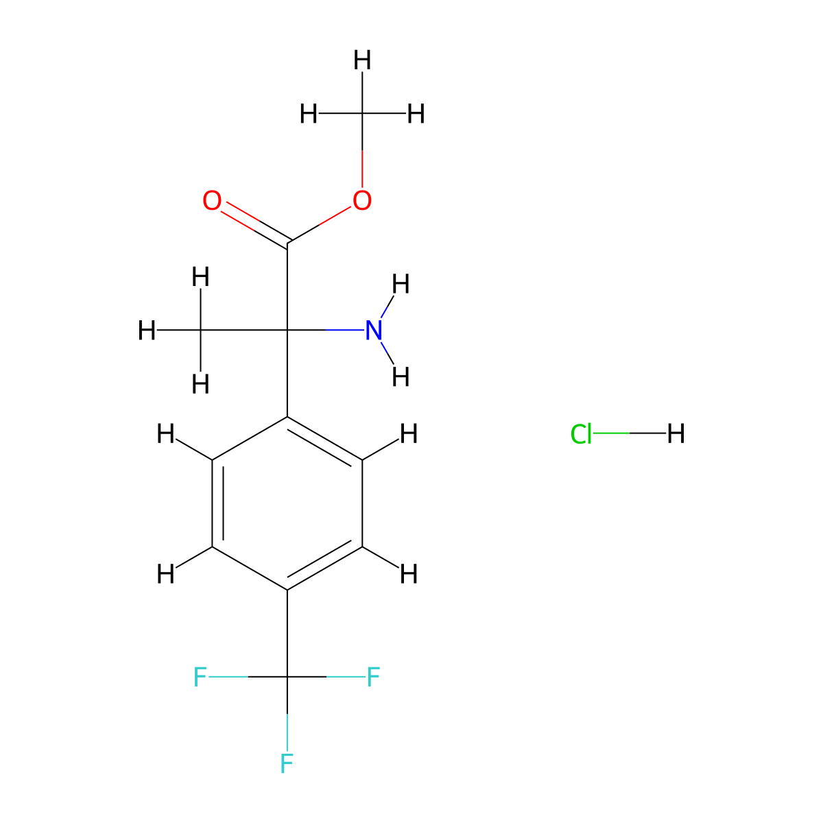 Methyl 2-amino-2-[4-(trifluoromethyl)phenyl]propanoate hydrochloride molecular structure, CAS 2243507-43-7