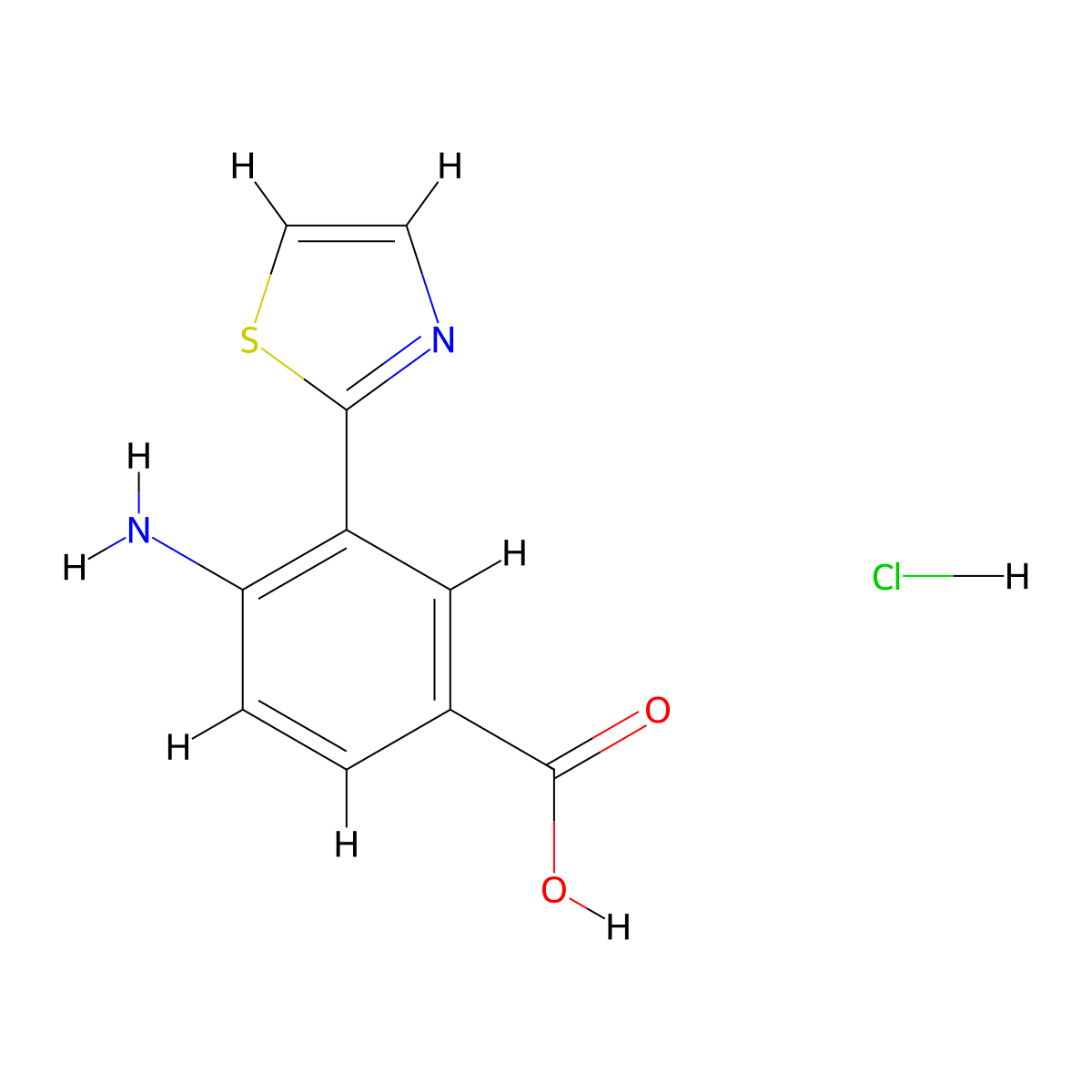 4-Amino-3-(1,3-thiazol-2-yl)benzoic acid hydrochloride molecular structure, CAS 2243507-44-8