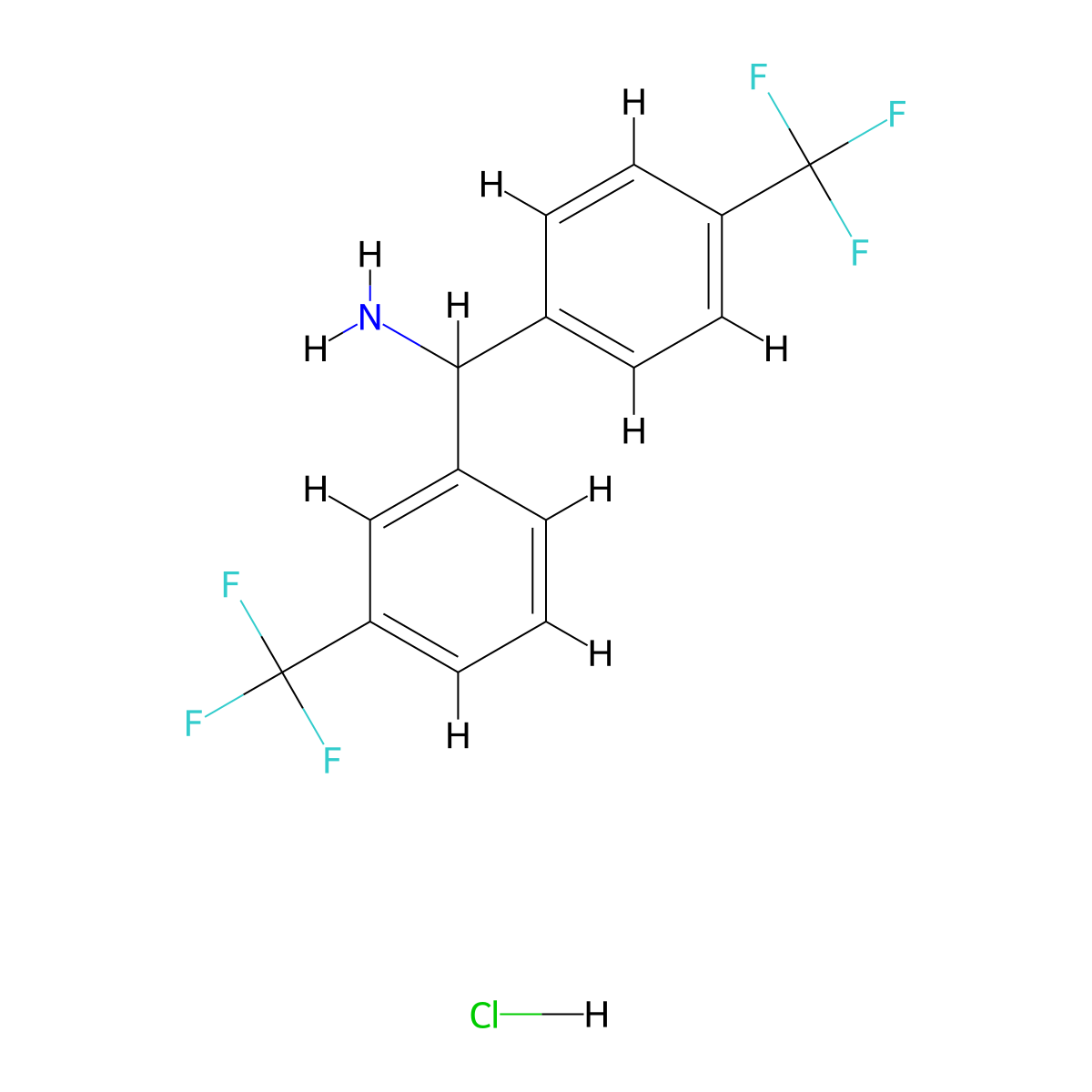 [3-(Trifluoromethyl)phenyl][4-(trifluoromethyl)phenyl]methanamine hydrochloride molecular structure, CAS 2243507-47-1