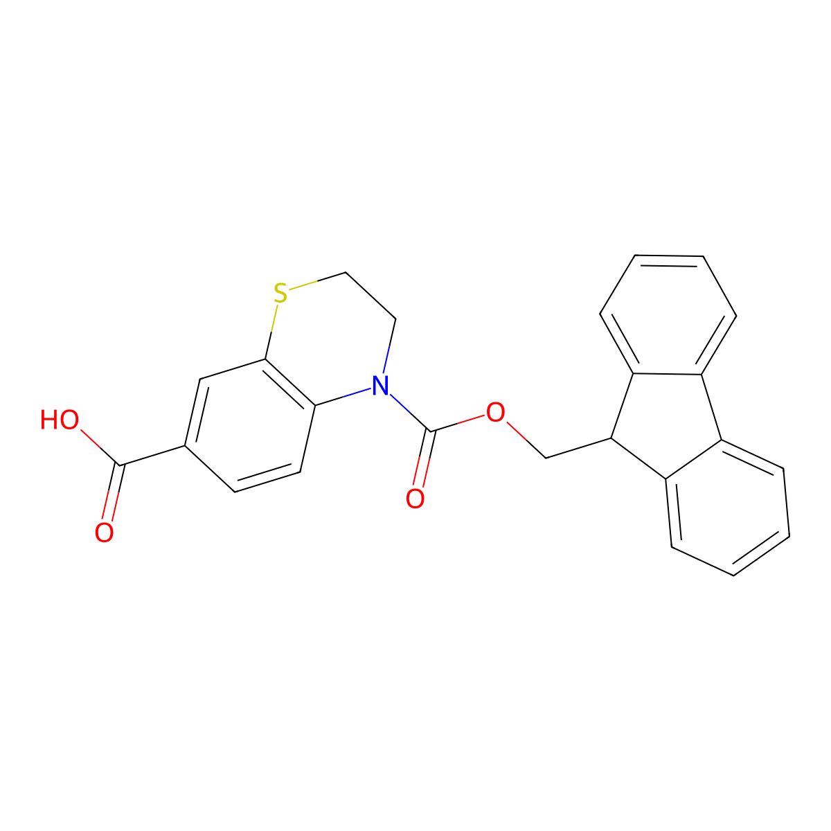 4-{[(9H-fluoren-9-yl)methoxy]carbonyl}-3,4-dihydro-2H-1,4-benzothiazine-7-carboxylic acid molecular structure, CAS 2243507-53-9