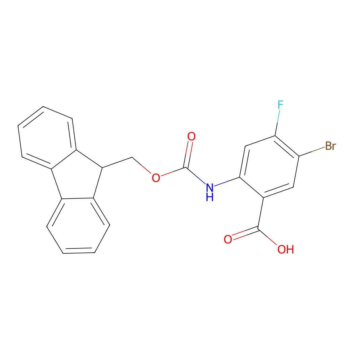 5-bromo-2-({[(9H-fluoren-9-yl)methoxy]carbonyl}amino)-4-fluorobenzoic acid molecular structure, CAS 2243507-59-5