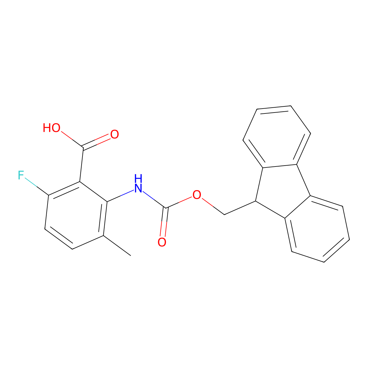 2-({[(9H-fluoren-9-yl)methoxy]carbonyl}amino)-6-fluoro-3-methylbenzoic acid molecular structure, CAS 2243507-63-1