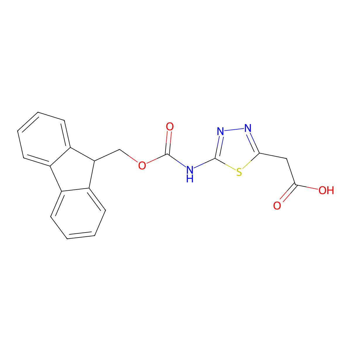 2-[5-({[(9H-fluoren-9-yl)methoxy]carbonyl}amino)-1,3,4-thiadiazol-2-yl]acetic acid molecular structure, CAS 2243507-72-2