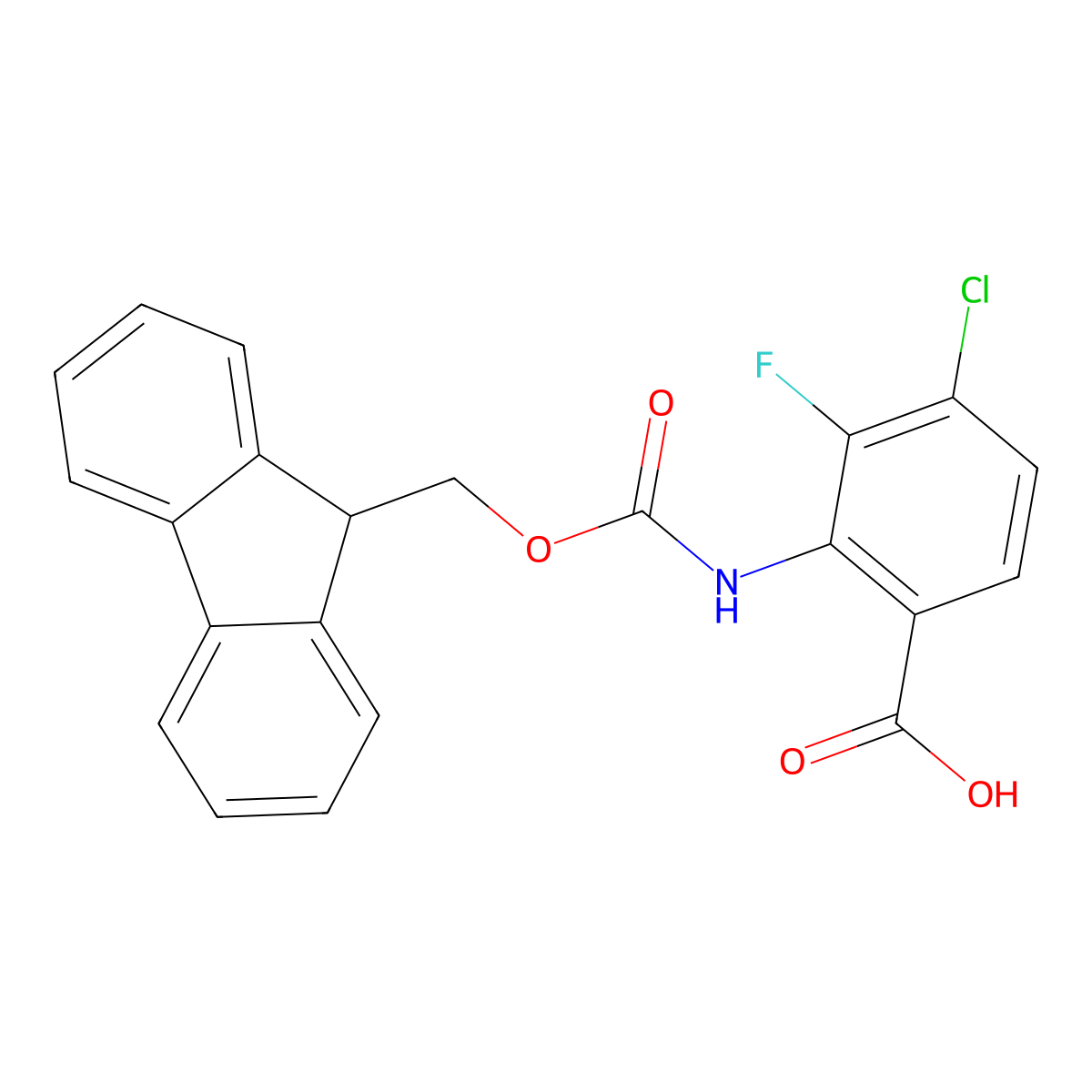 4-chloro-2-({[(9H-fluoren-9-yl)methoxy]carbonyl}amino)-3-fluorobenzoic acid molecular structure, CAS 2243507-78-8