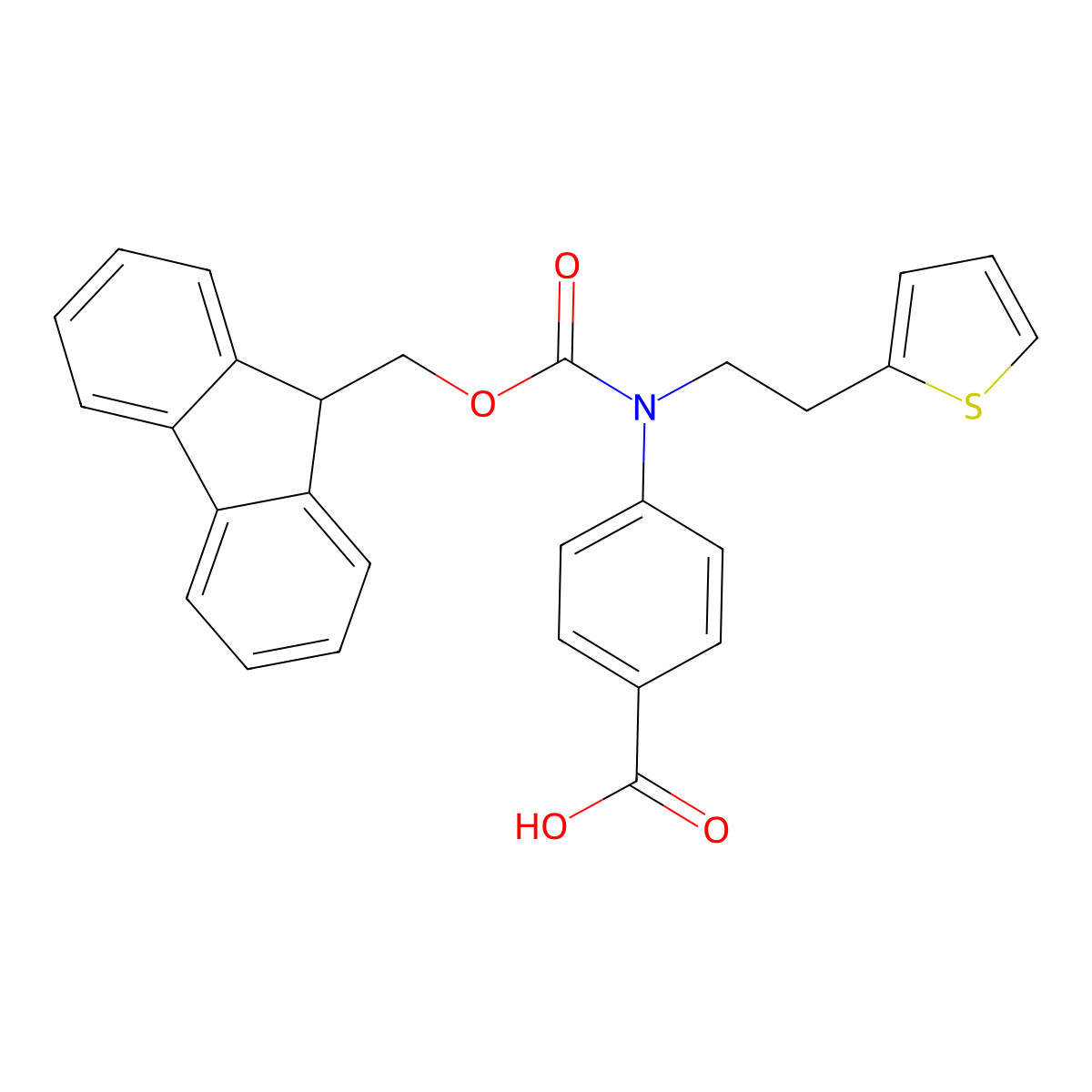 4-({[(9H-fluoren-9-yl)methoxy]carbonyl}[2-(thiophen-2-yl)ethyl]amino)benzoic acid molecular structure, CAS 2243507-79-9