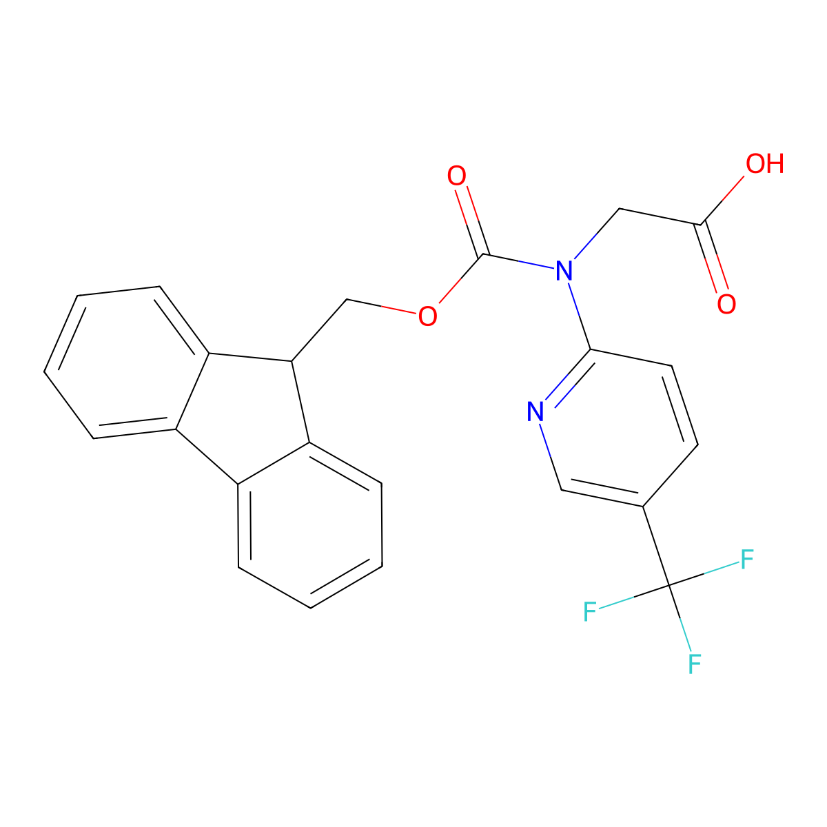 2-({[(9H-fluoren-9-yl)methoxy]carbonyl}[5-(trifluoromethyl)pyridin-2-yl]amino)acetic acid molecular structure, CAS 2243507-82-4