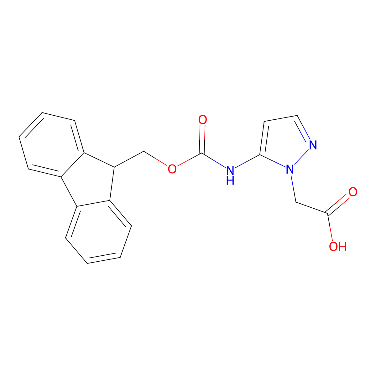 2-[5-({[(9H-fluoren-9-yl)methoxy]carbonyl}amino)-1H-pyrazol-1-yl]acetic acid molecular structure, CAS 2243507-84-6