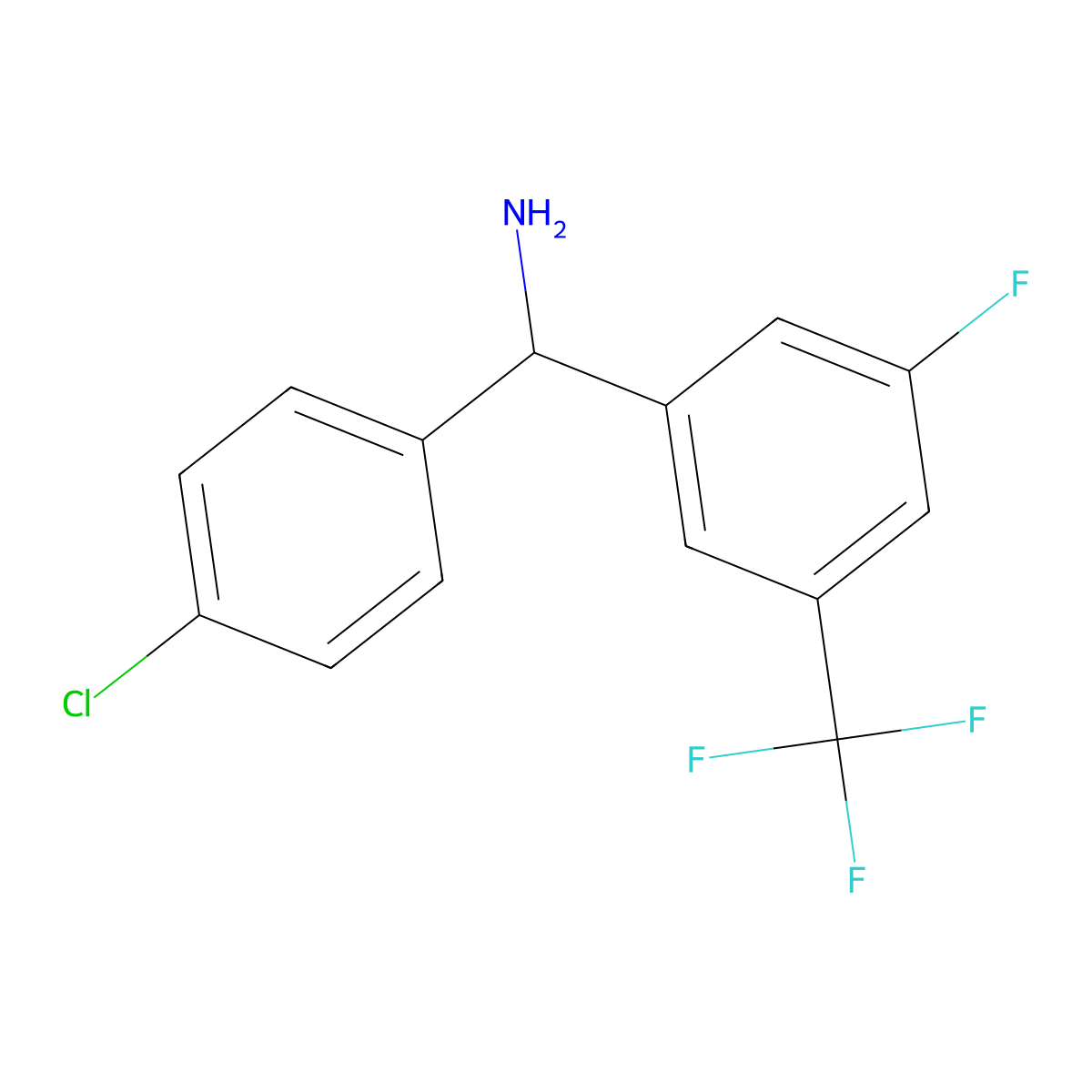 1-(4-Chlorophenyl)-1-[3-fluoro-5-(trifluoromethyl)phenyl]methanamine molecular structure, CAS 2243507-88-0