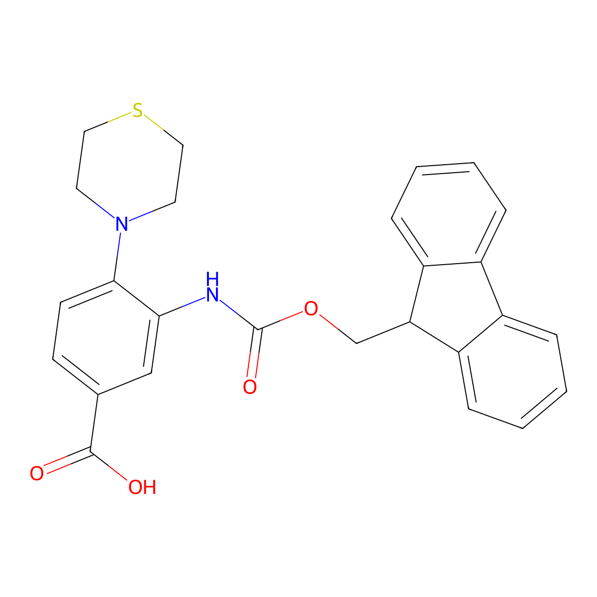 3-({[(9H-fluoren-9-yl)methoxy]carbonyl}amino)-4-(thiomorpholin-4-yl)benzoic acid molecular structure, CAS 2243507-90-4